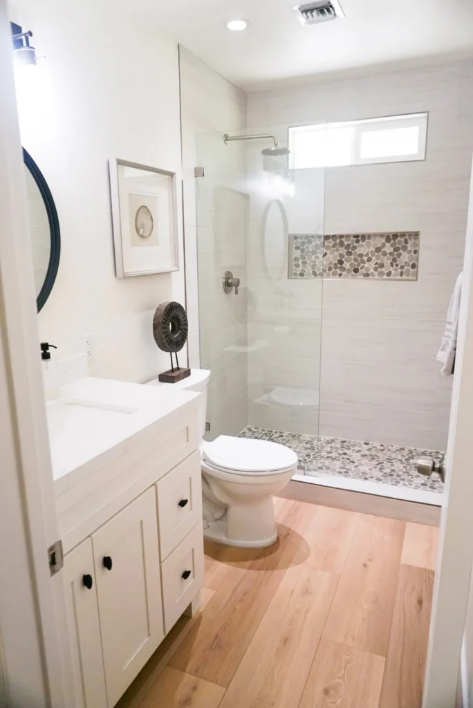 Bathroom with walk-in shower, Alessandro Heights remodel