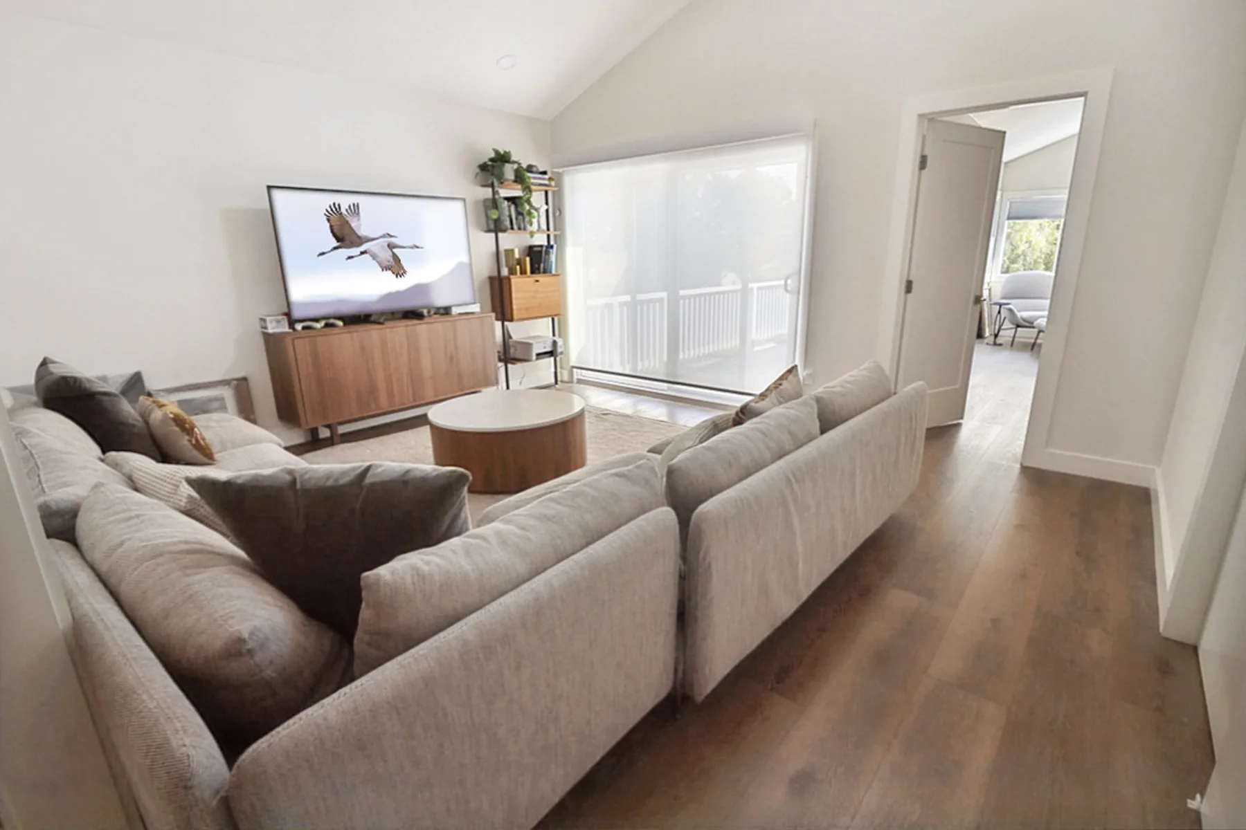Family room toward the entry, La Jolla remodel