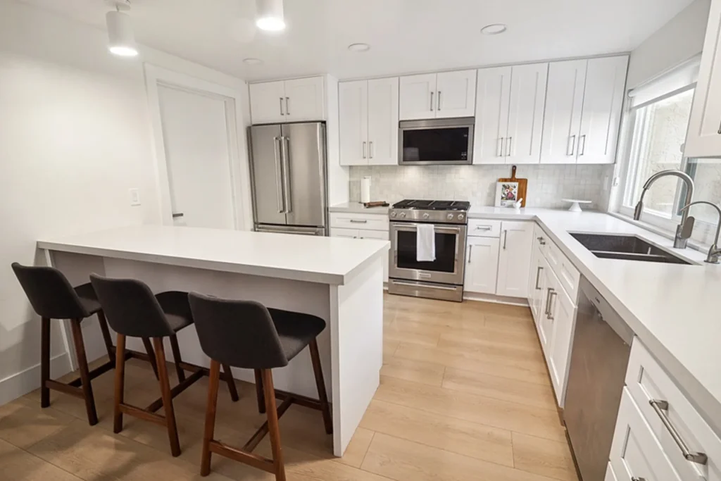 Kitchen island with bar seating, San Diego remodel